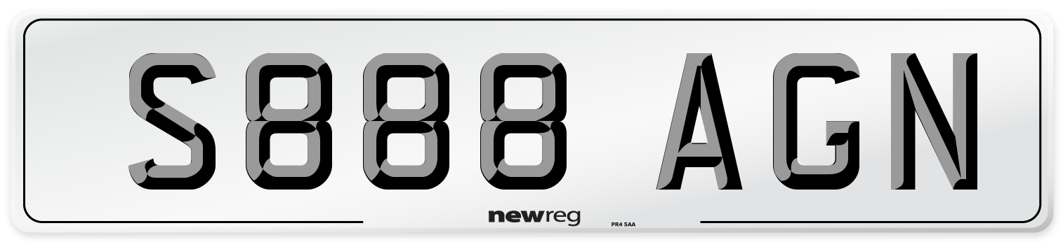 S888 AGN Number Plate from New Reg